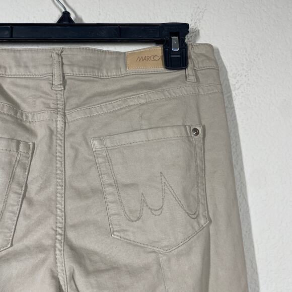 Marc Cain Womens 3/8 US Khaki Straight Leg Jeans Pants Tan Cotton Blend Pockets - Picture 4 of 15